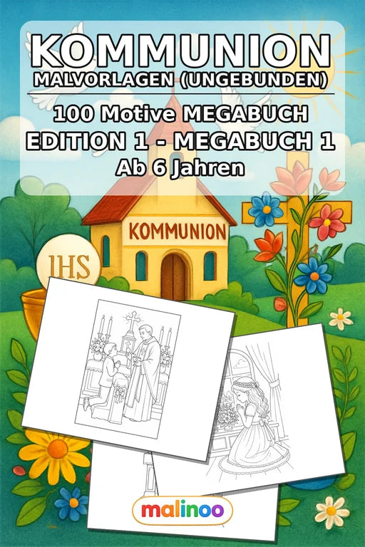 Kommunion Malbuch 100 Ausmalbilder gedruckt+lose – Cover