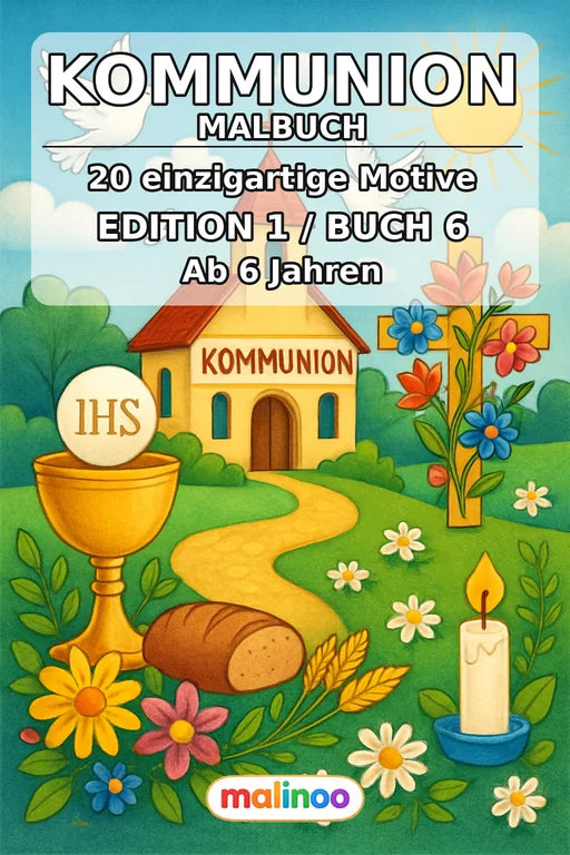 Kommunion Malbuch 20 Ausmalbilder gedruckt+gebunden – Cover