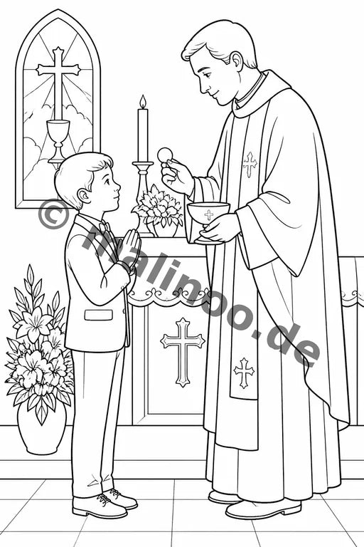 Kommunion Malbuch 50 Ausmalbilder PDF Download – Vorschaubild 3