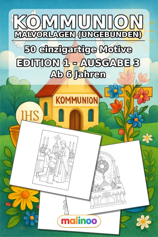 Kommunion Malbuch 50 Ausmalbilder gedruckt+lose – Cover