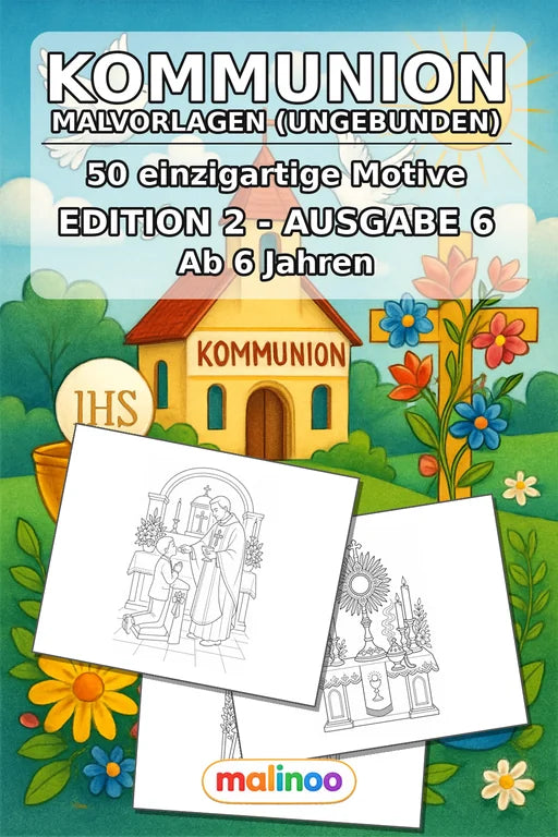 Kommunion Malbuch 50 Ausmalbilder gedruckt+lose – Cover