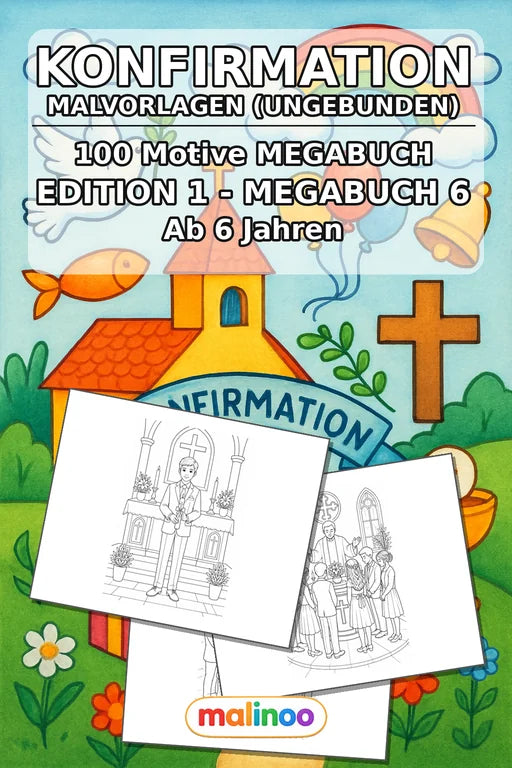 Konfirmation Malbuch 100 Ausmalbilder gedruckt+lose – Cover