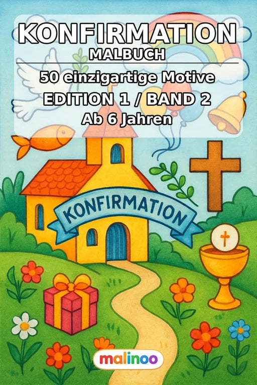 Konfirmation Malbuch 50 Ausmalbilder gedruckt+gebunden – Cover