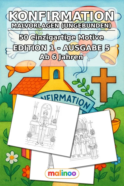 Konfirmation Malbuch 50 Ausmalbilder gedruckt+lose – Cover