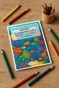 Korallenriffe Malbuch 20 Ausmalbilder gedruckt+gebunden – Mockup-Ansicht
