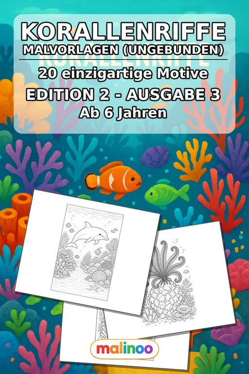 Korallenriffe Malbuch 20 Ausmalbilder gedruckt+lose – Cover