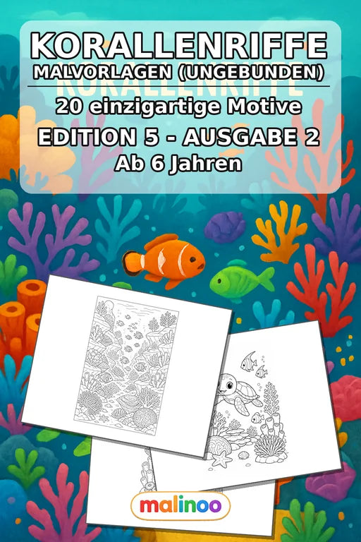 Korallenriffe Malbuch 20 Ausmalbilder gedruckt+lose – Cover
