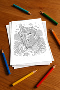 Korallenriffe Malbuch 20 Ausmalbilder gedruckt+lose – Mockup-Ansicht