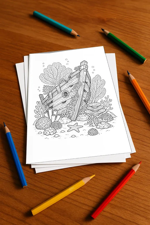 Korallenriffe Malbuch 20 Ausmalbilder gedruckt+lose – Mockup-Ansicht
