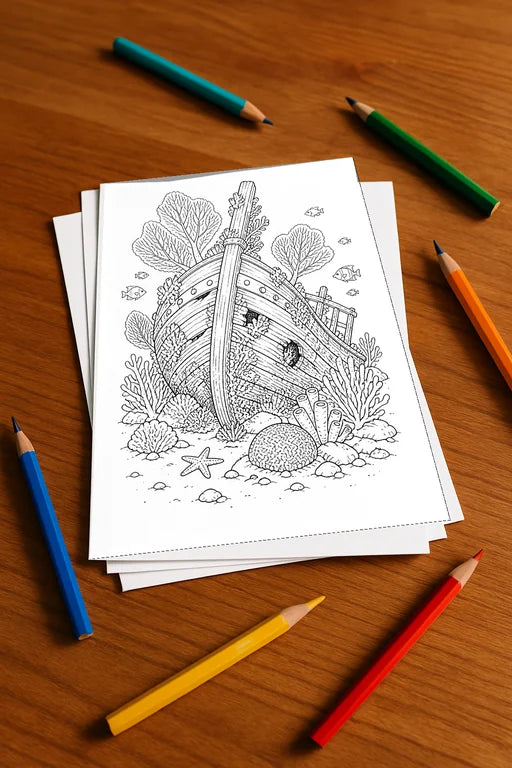 Korallenriffe Malbuch 20 Ausmalbilder gedruckt+lose – Mockup-Ansicht