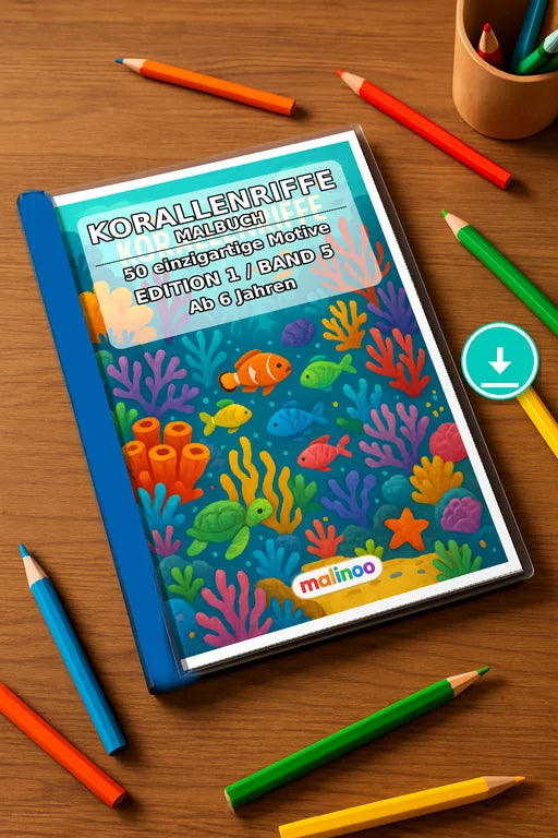 Korallenriffe Malbuch 50 Ausmalbilder PDF Download – Mockup-Ansicht
