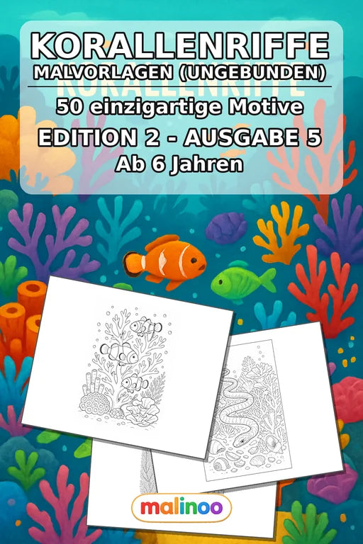Korallenriffe Malbuch 50 Ausmalbilder gedruckt+lose – Cover