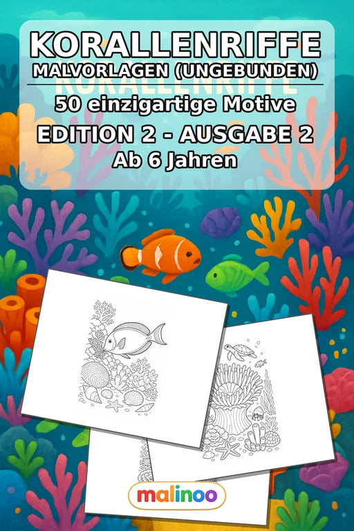 Korallenriffe Malbuch 50 Ausmalbilder gedruckt+lose – Cover
