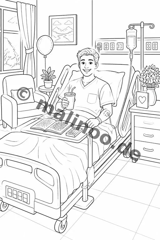 Krankenhaus Malbuch 100 Ausmalbilder gedruckt+lose – Vorschaubild 8