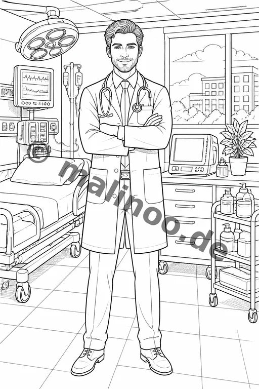 Krankenhaus Malbuch 20 Ausmalbilder PDF Download – Vorschaubild 1
