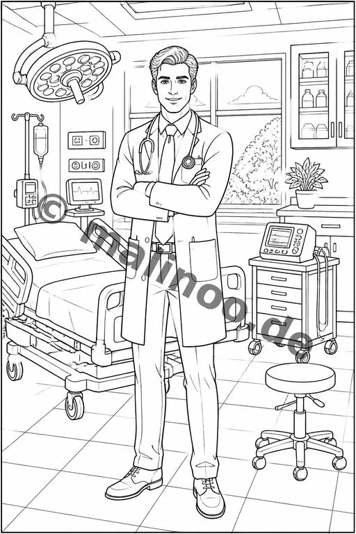 Krankenhaus Malbuch 20 Ausmalbilder PDF Download – Vorschaubild 1