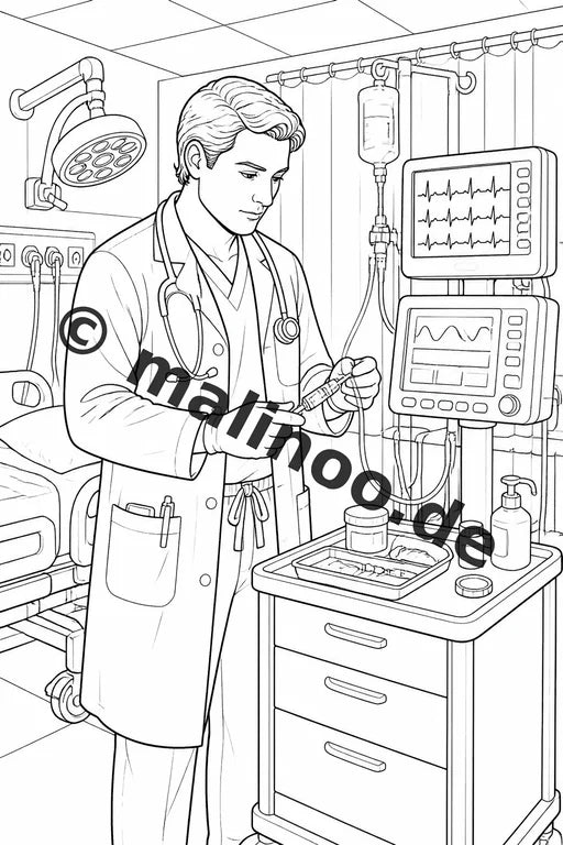 Krankenhaus Malbuch 20 Ausmalbilder PDF Download digital – Vorschaubild 3