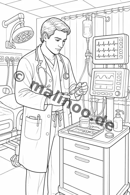 Krankenhaus Malbuch 20 Ausmalbilder PDF Download – Vorschaubild 3
