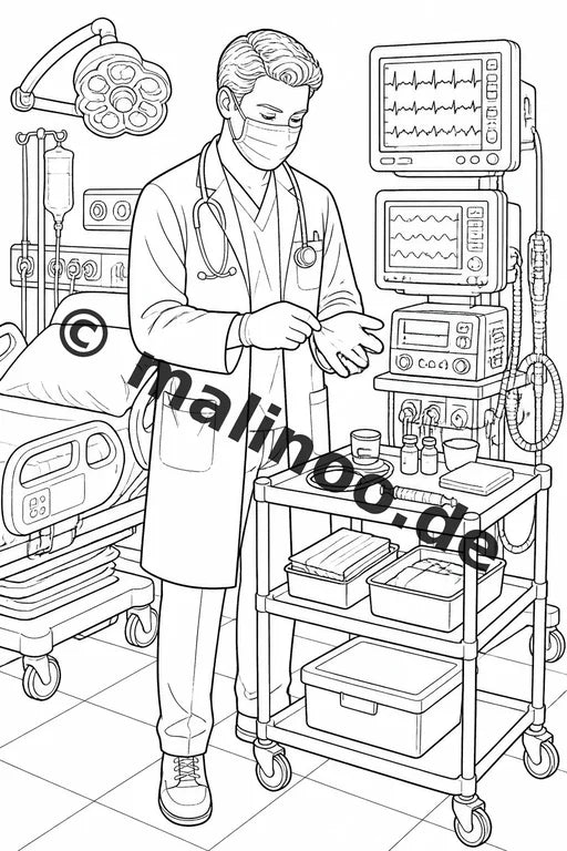 Krankenhaus Malbuch 20 Ausmalbilder PDF Download digital – Vorschaubild 3