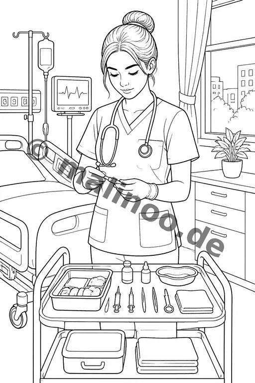 Krankenhaus Malbuch 20 Ausmalbilder gedruckt+gebunden – Vorschaubild 7