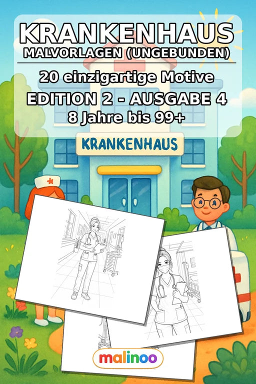 Krankenhaus Malbuch 20 Ausmalbilder gedruckt+lose – Cover