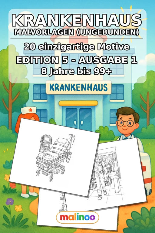 Krankenhaus Malbuch 20 Ausmalbilder gedruckt+lose – Cover