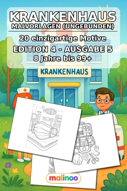 Krankenhaus Malbuch 20 Ausmalbilder gedruckt+lose – Cover