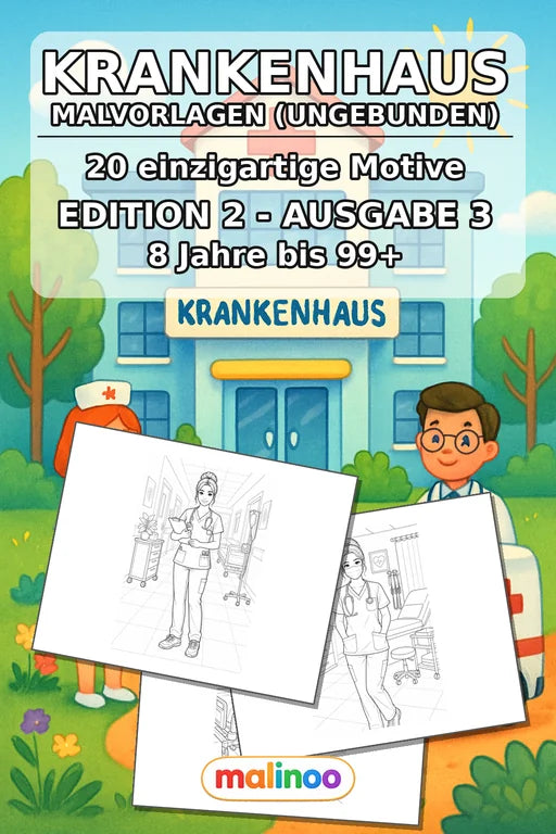 Krankenhaus Malbuch 20 Ausmalbilder gedruckt+lose – Cover