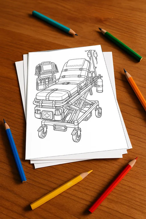 Krankenhaus Malbuch 20 Ausmalbilder gedruckt+lose – Mockup-Ansicht