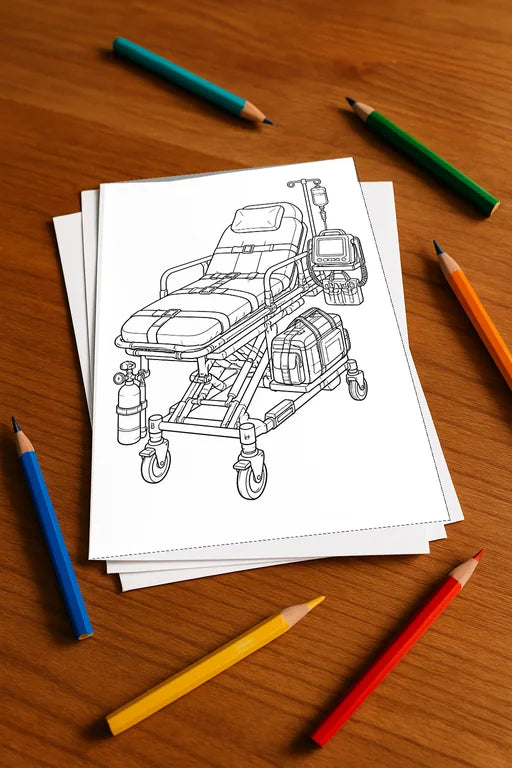 Krankenhaus Malbuch 20 Ausmalbilder gedruckt, ungebunden – Mockup-Ansicht