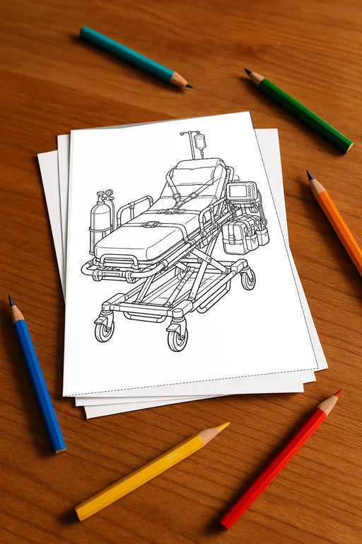 Krankenhaus Malbuch 20 Ausmalbilder gedruckt+lose – Mockup-Ansicht