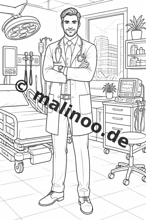 Krankenhaus Malbuch 20 Ausmalbilder gedruckt, ungebunden – Vorschaubild 1