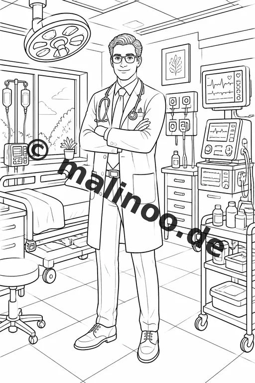 Krankenhaus Malbuch 20 Ausmalbilder gedruckt, ungebunden – Vorschaubild 1