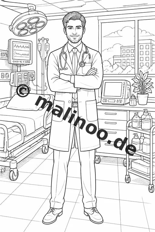 Krankenhaus Malbuch 20 Ausmalbilder gedruckt, ungebunden – Vorschaubild 1