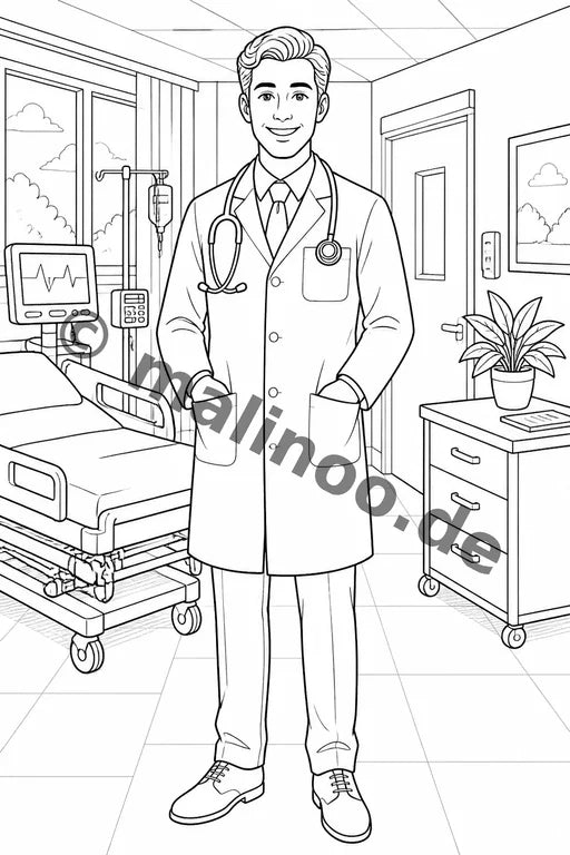 Krankenhaus Malbuch 20 Ausmalbilder gedruckt+lose – Vorschaubild 2