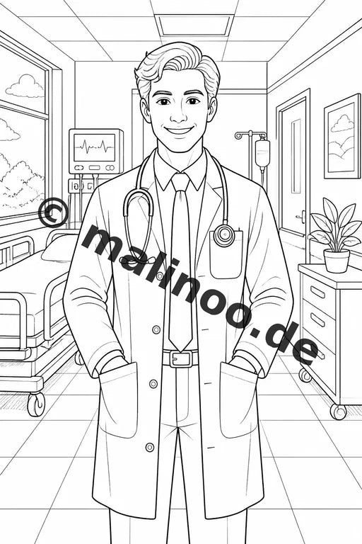 Krankenhaus Malbuch 20 Ausmalbilder gedruckt, ungebunden – Vorschaubild 2