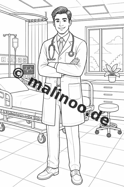 Krankenhaus Malbuch 20 Ausmalbilder gedruckt, ungebunden – Vorschaubild 2