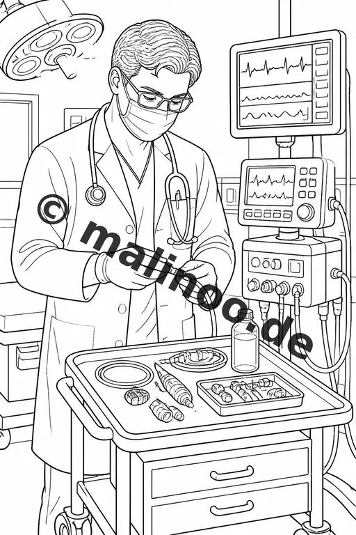 Krankenhaus Malbuch 20 Ausmalbilder gedruckt, ungebunden – Vorschaubild 3