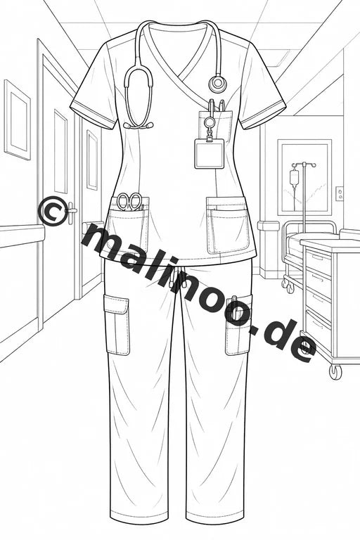 Krankenhaus Malbuch 20 Ausmalbilder gedruckt, ungebunden – Vorschaubild 5