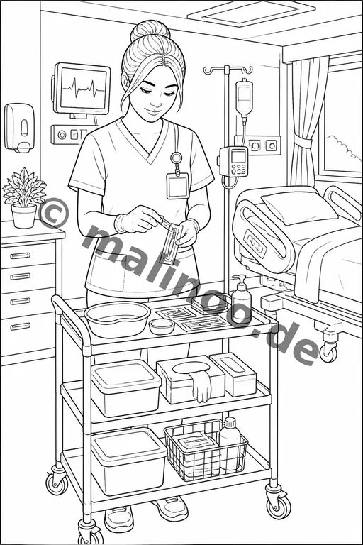 Krankenhaus Malbuch 20 Ausmalbilder gedruckt+lose – Vorschaubild 7