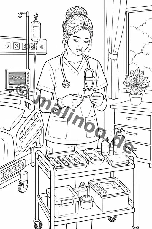 Krankenhaus Malbuch 20 Ausmalbilder gedruckt+lose – Vorschaubild 7