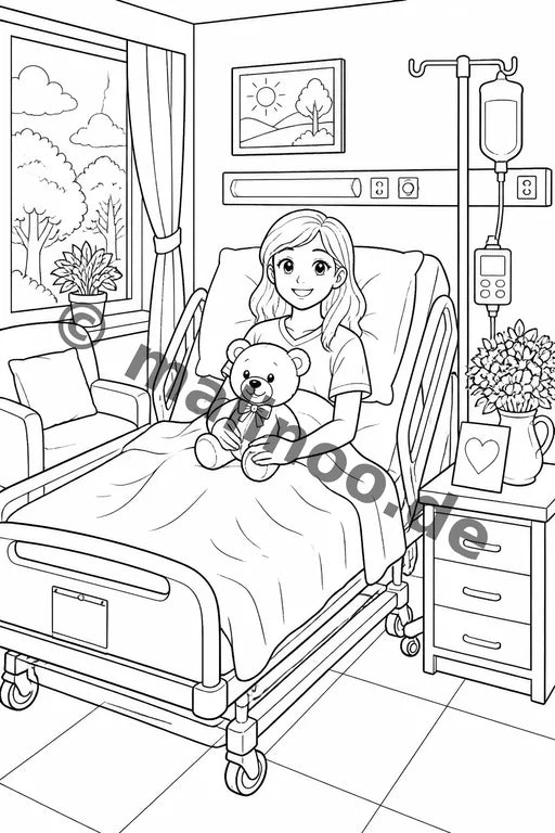 Krankenhaus Malbuch 20 Ausmalbilder gedruckt+lose – Vorschaubild 8