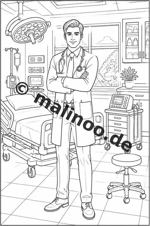 Krankenhaus Malbuch 50 Ausmalbilder PDF Download digital – Vorschaubild 1