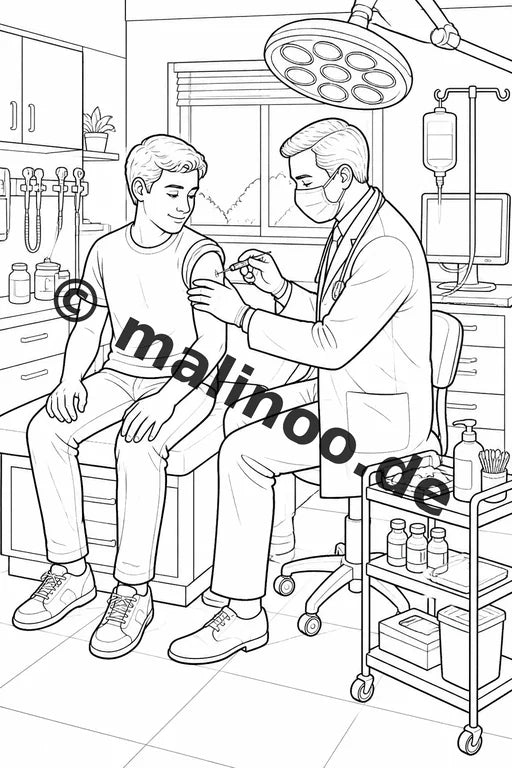 Krankenhaus Malbuch 50 Ausmalbilder gedruckt und gebunden – Vorschaubild 4