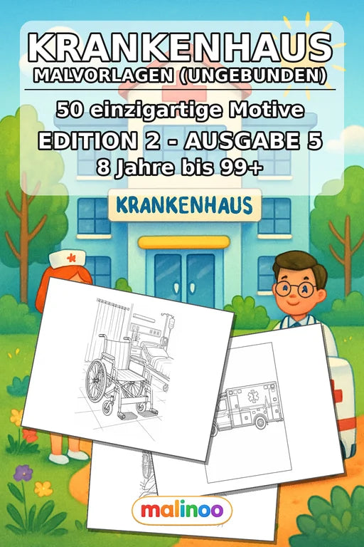 Krankenhaus Malbuch 50 Ausmalbilder gedruckt, ungebunden – Cover