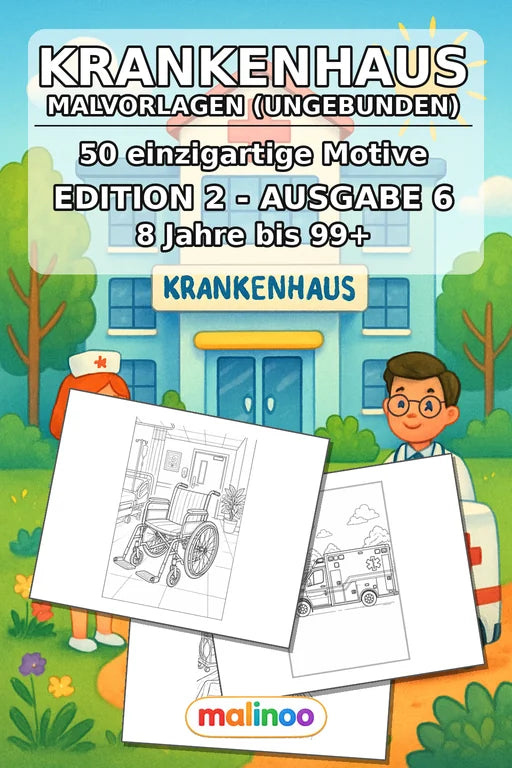 Krankenhaus Malbuch 50 Ausmalbilder gedruckt, ungebunden – Cover