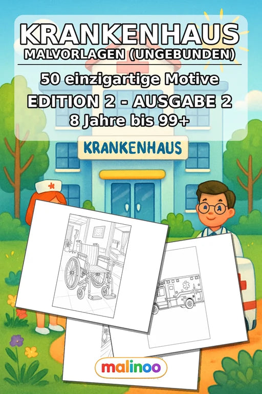 Krankenhaus Malbuch 50 Ausmalbilder gedruckt, ungebunden – Cover