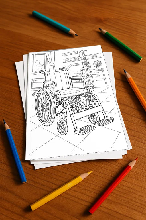 Krankenhaus Malbuch 50 Ausmalbilder gedruckt+lose – Mockup-Ansicht