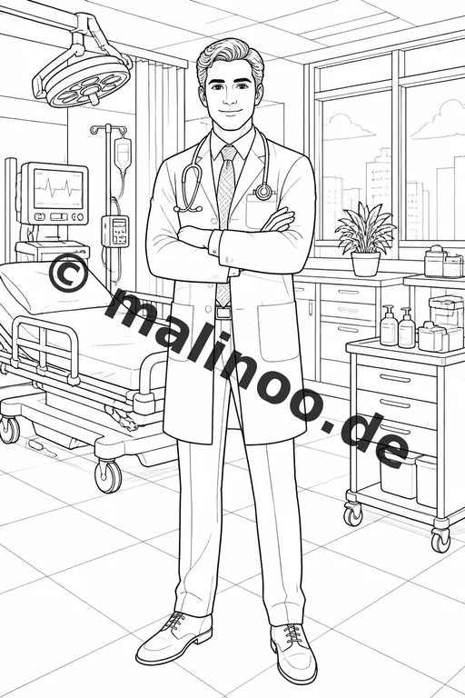 Krankenhaus Malbuch 50 Ausmalbilder gedruckt, ungebunden – Vorschaubild 1