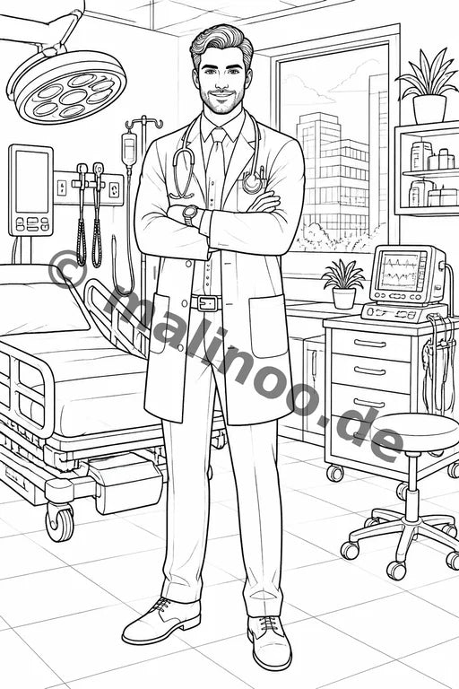 Krankenhaus Malbuch 50 Ausmalbilder gedruckt+lose – Vorschaubild 1